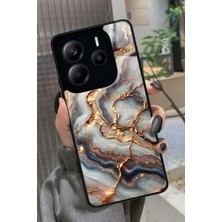 Snacase  Xiaomi Redmi Note 14 Uyumlu Beyaz&altın Mermer Tasarımlı Parlak Silikon Kılıf