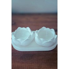 Bernami Mevlüt Pinterest Ikili Lotus Mum Seti – Kokusuz Dumansız Taş Tozu Tasarım (Tabak Dahil)