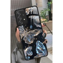 Snacase  Samsung Galaxy A72 Uyumlu Beyaz Kelebek Tasarımlı Parlak Silikon Kılıf