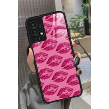 Snacase  Samsung Galaxy A73 Uyumlu Pembe Dudak Tasarımlı Parlak Silikon Kılıf