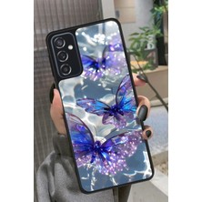 Snacase  Samsung Galaxy M52 Uyumlu Mor Kelebek Tasarımlı Parlak Silikon Kılıf
