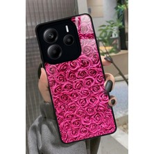 Snacase  Xiaomi Redmi Note 14 Uyumlu Pembe Gül Tasarımlı Parlak Silikon Kılıf