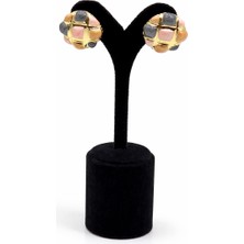 Pangu Altın Renk Detaylı Lak Kaplamalı Akrilik Bijuteri Küpe