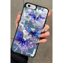 Snacase Apple iPhone 6s Plus Uyumlu Mor Kelebek Tasarımlı Parlak Silikon Kılıf
