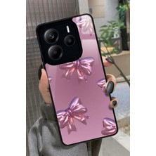 Snacase  Xiaomi Redmi Note 14 Uyumlu Pembe Kurdele Tasarımlı Glossy Silikon Kılıf