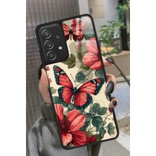 Snacase  Samsung Galaxy A72 Uyumlu Kırmızı Kelebek Tasarımlı Parlak Silikon Kılıf