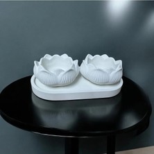 Bernami Nikah Pinterest 3lü Set Lotus Çiçeği & Oval Organizer Tabak & Tealight Mumluk & Dekor Süs & Alçı Mumluk