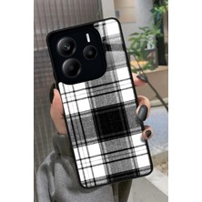 Snacase  Xiaomi Redmi Note 14 Uyumlu Siyah-Beyaz Kare Tasarımlı Parlak Silikon Kılıf