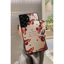 Snacase  Samsung Galaxy S25 Ultra Uyumlu Kırmızı Kelebek Tasarımlı Parlak Silikon Kılıf