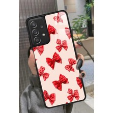 Snacase  Samsung Galaxy A72 Uyumlu Kırmızı Kurdele Tasarımlı Parlak Silikon Kılıf