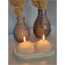Bernami Mevlüt Pinterest Dekoratif Tabak ve 2'li Şakayık Mum Set