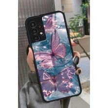 Snacase  Samsung Galaxy A73 Uyumlu Pembe Kelebek Tasarımlı Parlak Silikon Kılıf