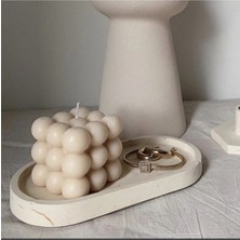 Bernami Düğün Pinterest Beton Beyaz Dekoratif Mum Tabağı ve Beyaz Bubble Mum Buble&tabak
