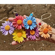 Bernami Mevlüt Pinterest Renkli Papatya Ağaç, Duvar, Bahçe, Balkon, Dekorasyon Süsü 5'li Set Karışık Renkler