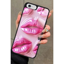 Snacase Apple iPhone 6s Plus Uyumlu Pembe Dudak Tasarımlı Parlak Silikon Kılıf