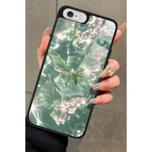 Snacase Apple iPhone 6s Plus Uyumlu Yeşil Kelebek Tasarımlı Parlak Silikon Kılıf