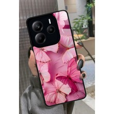 Snacase  Xiaomi Redmi Note 14 Uyumlu Pembe Kelebek Tasarımlı Parlak Silikon Kılıf