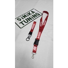 Şimika Motul Kırmızı Dijital Cift Taraflı Baskılı Otomobil Ayna Askı Ipi ve Kancalı Kumaş Anahtarlık