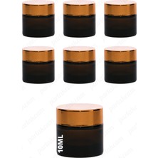 Feyza Design 10ML Amber Cam Krem Kavanoz Seti, Gold Kapaklı, Koruma Kapaklı, 6'lı