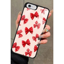 Snacase Apple iPhone 6s Plus Uyumlu Kırmızı Kurdele Tasarımlı Parlak Silikon Kılıf