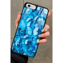 Snacase Apple iPhone 6s Plus Uyumlu Mavi Kelebek Tasarımlı Parlak Silikon Kılıf