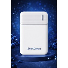 Promopanya Isme Özel-Kişiye ÖZEL-5000MAH Powerbank Beyaz (Tek siparişte 10 adet satın almaya 1 adet Bluetooth speaker hediye)