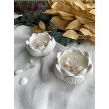 Bernami Düğün Pinterest 2'li Deniz Kabuğu Süslemeli Lotus Mum