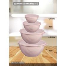 Feyza Design Pratik ve Şık 4'lü Yuvarlak Saklama Kabı Seti Bpa Free