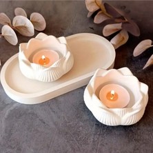 Bernami Mevlüt Pinterest 3’lü Set Dekoratif 2 Lotus Çiçeği Mumluk + Dekoratif Tabak Hediyelik Obje Dekoratif