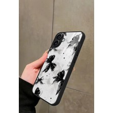 Snacase Apple iPhone 16 Plus Uyumlu Siyah Kurdele Tasarımlı Parlak Silikon Kılıf