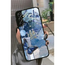 Snacase  Samsung Galaxy M34 Uyumlu Mavi Kelebek Tasarımlı Parlak Silikon Kılıf