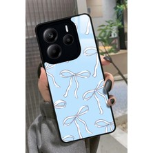 Snacase  Xiaomi Redmi Note 14 Uyumlu Beyaz Kurdele Tasarımlı Parlak Silikon Kılıf