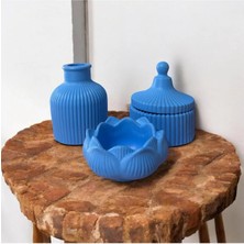 Bernami Kdekoratif Pinterest Mavi Özel Tasarım Mumluk Vazo Lotus Çiçeği Mumluk Aksesuar Seti
