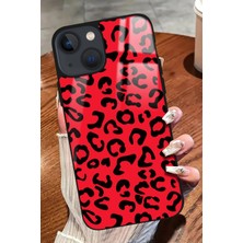 Snacase  Apple iPhone 13 Uyumlu Kırmızı Leopar Tasarımlı Parlak Silikon Kılıf