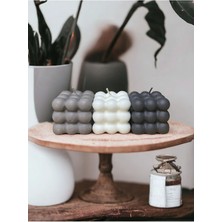 Bernami Kdekoratif Pinterest 3 Lü Bubble Mum Beyaz, Gri ,koyu Gri Vanilya Kokuludur