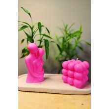 Bernami Mevlüt Pinterest Sarılan Çift ve Bubble Detaylı Sunum Tabağı Içinde %100 Soya Wax Dekoratif Hediyelik 3'lü Mum Seti