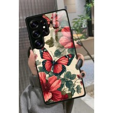 Snacase  Samsung Galaxy S25 Ultra Uyumlu Kırmızı Kelebek Tasarımlı Parlak Silikon Kılıf