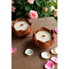 Bernami Kdekoratif Pinterest 2' Li Lotus Model Kiremit Rengi Beton Mum Seti