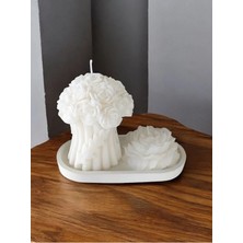 Bernami Mevlüt Pinterest Gül Demeti Model Mum,şakayık Mum ve Dekoratif Mum Tabağı /sunumluk Seti, Vanilya Kokulu