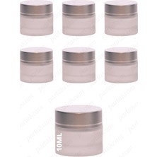 Feyza Design 10ML Buzlu Renk Cam Krem Kavanozu Seti, Modern Gümüş Kapaklı 6'lı