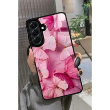 Snacase  Samsung Galaxy A56 Uyumlu Pembe Kelebek Tasarımlı Parlak Silikon Kılıf