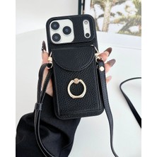 Kılıf House Iphone Uyumlu Halka Detaylı Askılı Cüzdanlı Deri Kılıf