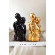 Bernami Mevlüt Pinterest 2 Li Gold&siyah Renk Sonsuz Aşk Sarılan Sevgili Biblosu Hediyelik Heykel Biblo