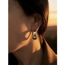 MonCherietr Harmony Pirinç Üzeri Altın Kaplama Halka Küpe