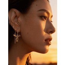 MonCherietr Phoenix Trio Zirkon Taşlı Pirinç Üzeri Altın Kaplama Üçlü Set Küpe