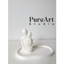 Bernami Şamdan Pinterest Art Sarılan Çift Altlıklı 2 Li Set Biblo Mum Lavanta Kokulu,sevgililer Günü Mumu
