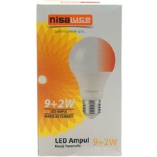 Go İthalat Nisaluce EAMP-074/BK 9+2W E27 Beyaz-Kırmızı LED Ampul (5224)