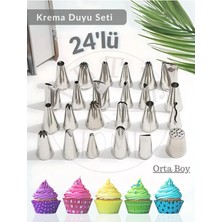 Feyza Design 24 Parça Çelik Pasta Süsleme ve Doku Seti, Orta Boy, Şanti Duyu