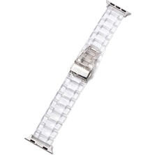 Quse Apple Watch Series 10/11 42MM-41MM-40MM-38MM ile Uyumlu Transparan Reçine Kordon, Şeffaf