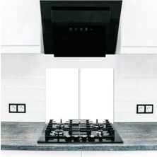 Feyza Design 2'li 30X52CM Düz Beyaz Ocak Koruyucu ve Cam Kesme Tahtası Seti
